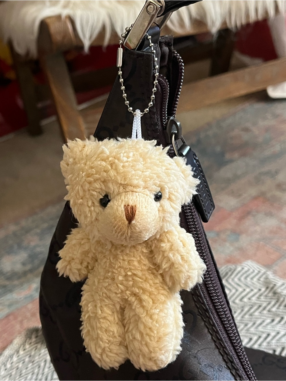 🧸NEW Teddy Bear Bag Charm Plush Beige Tan